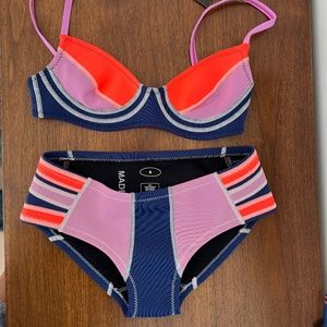 Cynthia Rowley color block bikini top and bottom NWT